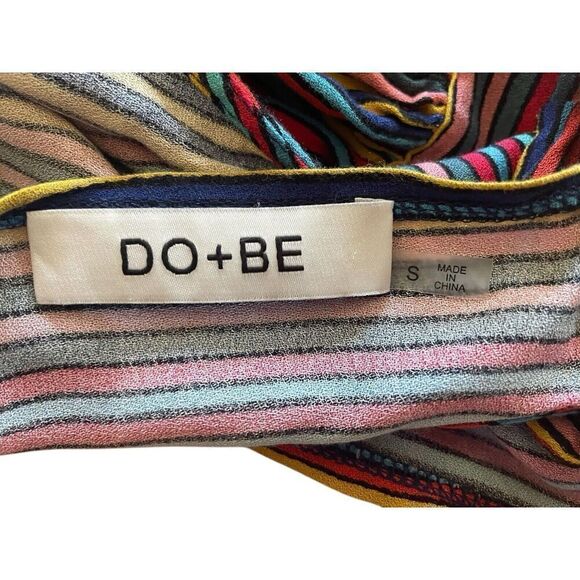 Do +Be Women’s Striped Multicolored Mini Sleeveless Tie Neck Lining Dress Size S - Picture 9 of 11